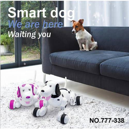 High quality And New Lovely Black Robotic Intelligent Electronic Walking Dog Children Friend Partner Toy with Music Light Hot