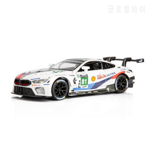 1:32 Diecast Metal Car Model Toys For Bmw M8 With Simulation Light And Music With Pull Back Function Electronic Car For Boy Gift