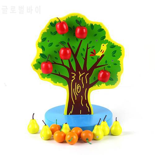 Montessori Puzzle Math Wooden Magnetic Fruit Tree Apple Toy Kids Gift Pulling Carrot Catch Worm Educational Toys For Children