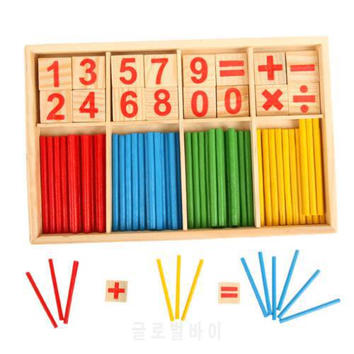 Wooden Counting Sticks Building Intelligence Block Montessori Mathematical Kids Education Toy Wooden Box Children Gift