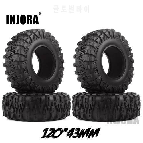 INJORA 4PCS 2.2 Rubber Mud Grappler Tires 120*43MM for 1:10 RC Rock Crawler Axial SCX10 SCX10 II 90046 90047 Traxxas TRX-4 TRX4