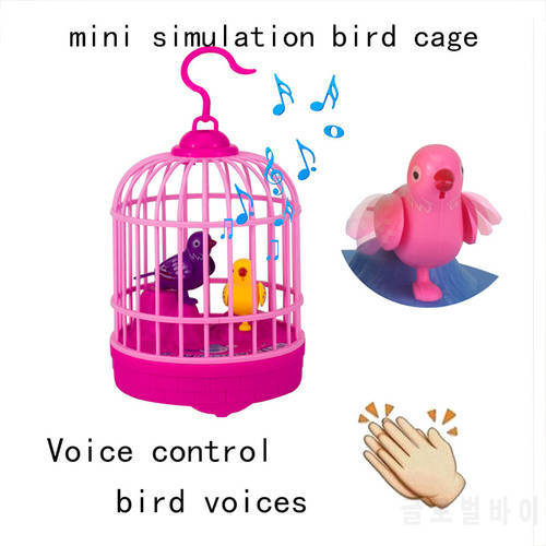 Sound Control Mini Bird Cage Toy Novelty Induction Toy Sound Control Arrangement Simulated Bird Cage for kids