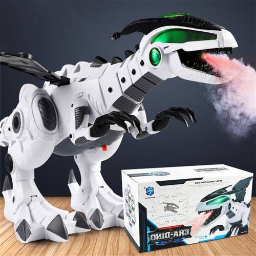 White Mechanical Spray Electric Dinosaur Toy Light Fire-Breathing Machine Dragon-Shaped Simulation Dinosaur model Toy fast ship