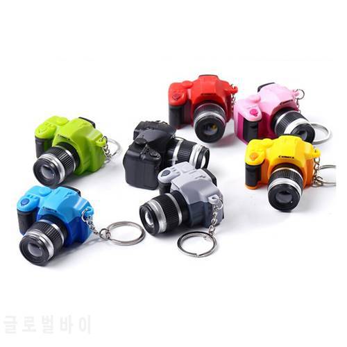 HOT LED Luminous Sound Glowing Pendant Keychain Bag Accessories Plastic Toy Camera Car Key Chains Kids Digital SLR Camera Toy