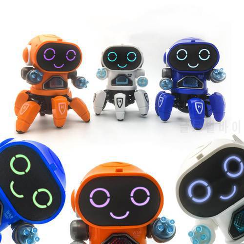 Cute 6-Claws Colorful LED Light Music Dancing Mini Electric Robot Kids Toy Gift Interactive telling Story gifts