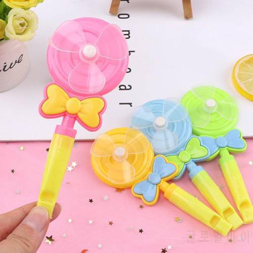 4Pcs Children Lollipop Shape Windmill Whistle Musical Developmental Outdoor Toy Outdoor toy plastic lollipop shape Lightweight