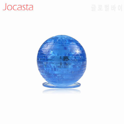Earth Model Puzzle Toys 3D Ball Crystal Puzzle Planet Building Assembling Intelligent DIY Jigsaw With Flash Light Toy For Kids