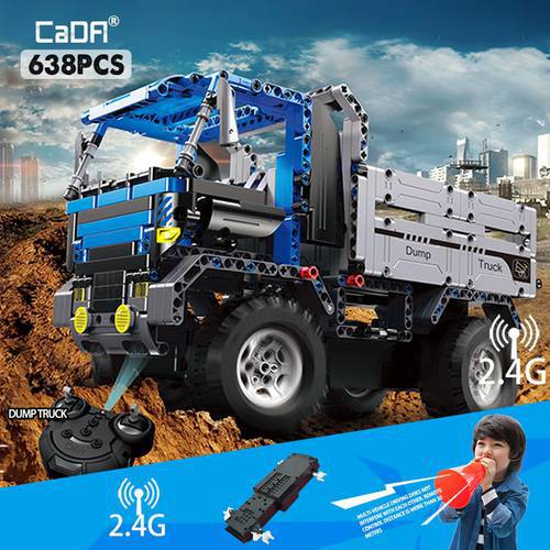Cada 638PCS RC Remote Control Dump Truck Building Blocks Compatible City Car Vehicle Bricks Series Toys for Kids