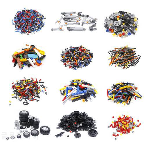 MOC Brick Gear Steering Wheels Studless Beam Arms Pin Connctor Axle Chain Panel Chain Link Parts Fit For High-tech DIY Toys