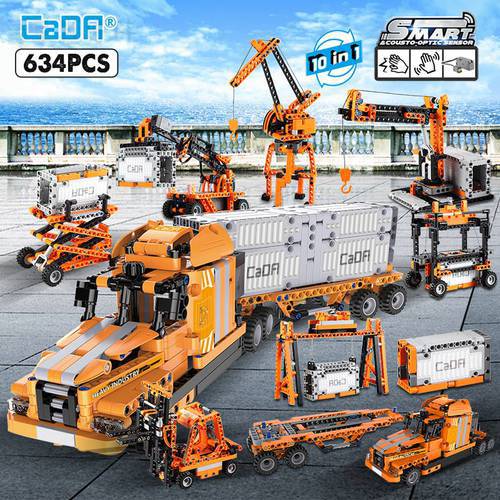 Cada 634Pcs City Port Truck Engineering Car 10 IN 1 Building Blocks For City Induction Bricks Toys for Kids