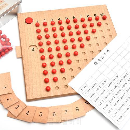 Preschool Wooden Montessori Mathematics Teaching Material Beads Calculating Board Family Set Kids Early Educational Toy