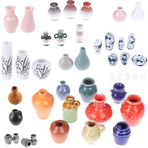 1/2/3/5/7/9pcs/set Dollhouse Mini Ceramic Porcelain Vase Accessories Doll House Miniatures 1:12 Accessories Decorative Miniature