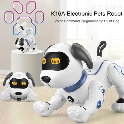 LE NENG TOYS K16A Electronic Animal Pets RC Robot Dog Voice Remote Control Toys Music Song Toy for Kids RC Toys Birthday Gift