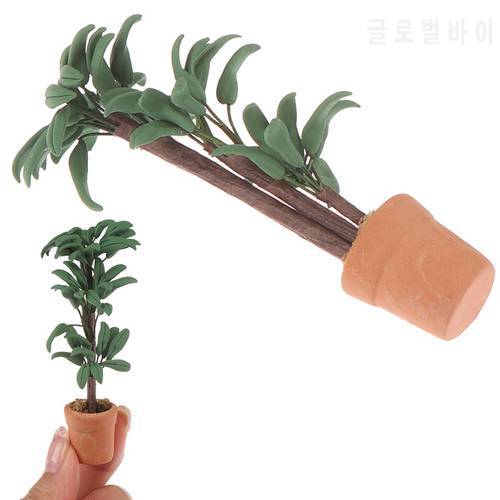 Hot Selling 1:12 Dollhouse Miniature Potted Plant Pot Green Leafed Plant Garden Decoration Dollhouse Collection Kids&39 Toys