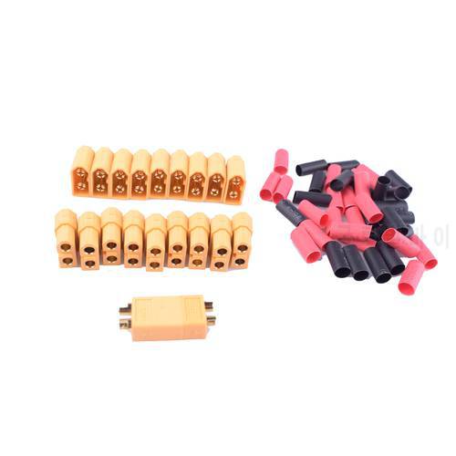 10paris XT60 battery connector for rc plane and car male and female with 3.5mm good gold plated plugs with 4mm shrink tube