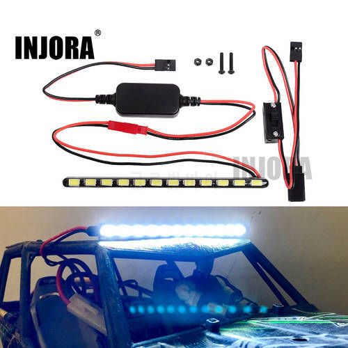 INJORA 12LED 130MM Super Bright Metal Light Bar with Switch for RC Rock Crawler Car Axial Wraith Series 90018 90020 90045