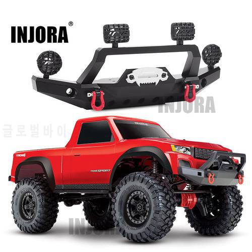 INJORA Metal Front Bumper with Led Light for 1/10 RC Crawler TRX4 Sport 82024-4 Upgrade Parts
