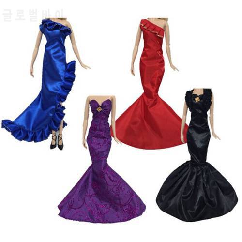One Piece Mermaid Tail Doll Dress For Doll Clothes Evening Dresses Party Gown 1/6 Doll Accessories