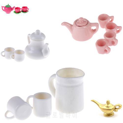 1:12 Tableware Teapot Coffee Cup Saucer Tray Plate Tea Set Pot Kitchen Decor Dollhouse Miniature Christmas Gift Doll Accessories