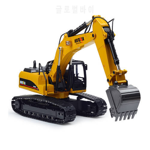 HuiNa 2.4G Toys 15 Channel 1/14 RC Excavator Charging RC Car With Battery RC Alloy Excavator RTR For kids Construction Vehicles