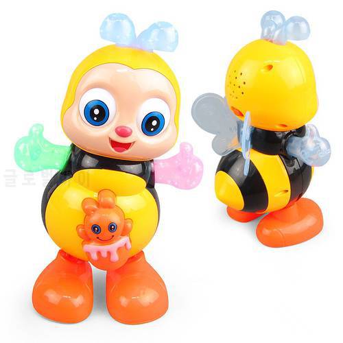 Electric Dancing Sing Cartoon Bee Lighting Music Animal Plastic Doll Gift Kids Toy