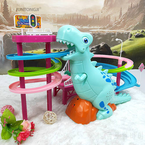 New Climbing Stairs Toys Dinosaur Slide Railcar Track Toys Entertainment Intellectual Development Interesting Gift Funny Music h