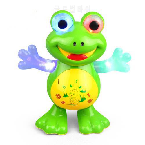 Electric Cartoon Animal Doll Light Sound Moving Music Toy Multi-Functional Universal Green Frog Funny Gift For Children