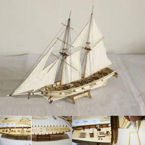 1:100 Scale Mini Wooden Sailboat Ship Kit Boat Toy Gift DIY Model Decoration town Assembling Building Kits