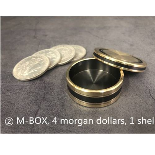 M-BOX by Jimmy Fan (Morgan Size) Coin Magic Tricks Appear Penetrate Magia Magician Close Up Illusion Gimmick Fun Okito Coin Box