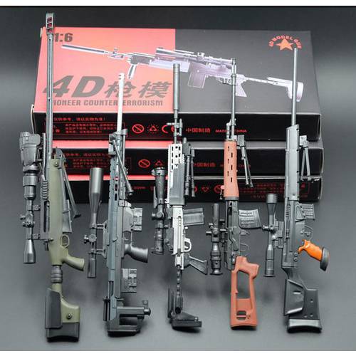 1Pcs 1:6 Assemble Coated Gun Model Sniper Rifle SVD PSG-1 MK14 DSR-1 TAC-50 Weapon Kits For 12