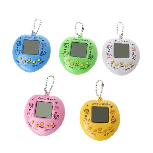LCD Virtual Digital Pet Handheld Electronic Game Machine With Keychain Heart Shape