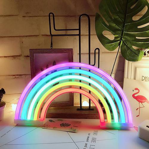 Creative Neon Sign Rainbow Light Kids Room Night Lamp LED Coffee Bar Mural Party Decor USB Battery Operated Marquee Sign Lightin
