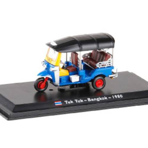 1:43 Scale Metal Alloy Classic Thailand Tuk Tuk Bangkok 1980 Tricycle Taxi Cab Car Model Diecast Vehicles Toys For Collection