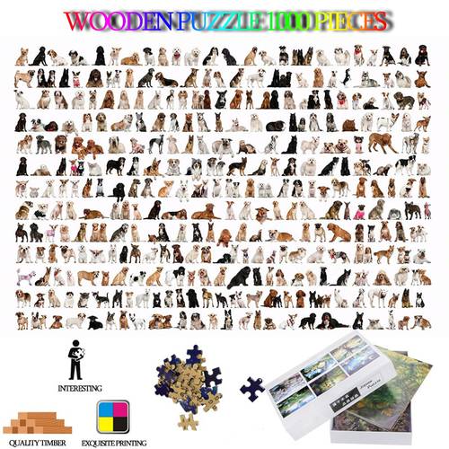Collection of Dogs Wooden Puzzle 1000 Pieces Puzzles for Adults Funny Animal Jigsaw Toys Kids DIY Assembly Games Brain Teaser