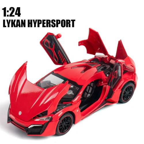 1:24 LYKAN Hypersport Diecasts & Toy Vehicles Toy Metal Toy Car Model Wheels High Simulation Pull Back Collection Kids Toys