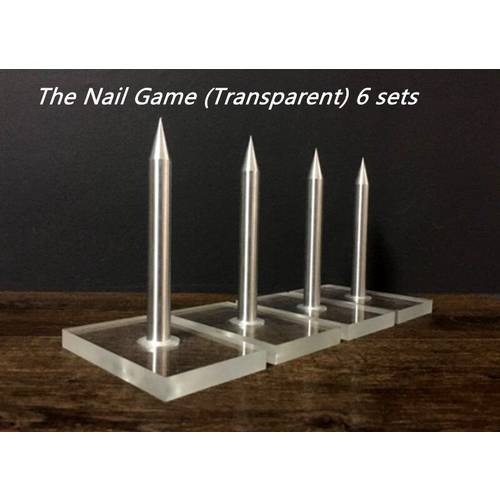 The Nail Game (Transparent) (6 Nails 6 Blocks) Magic Tricks Crush Paper Bag Magic Close Up Bar Gimmick Props Mentalism Magician