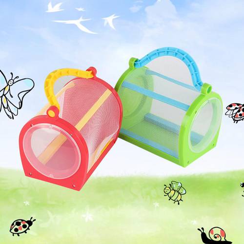 Kids Insect Cage Portable Net Catching Butterfly Insect Habitat House Cage with Carrying Handle Feeding Observation Experiment