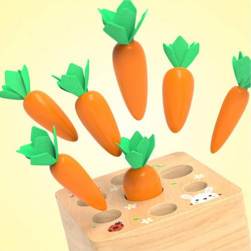 Matching Puzzle Kids Wooden Block Pulling Carrot Game Montessori Toy Block Set Cognition Ability Alpinia Game Educational Toys