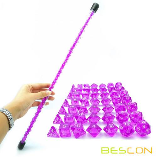 Bescon 49pcs Gem Purple Mini Polyhedral Dice Set in Long Tube, Gem Mini RPG Dice 7X7pcs, Long Stick Purple Set