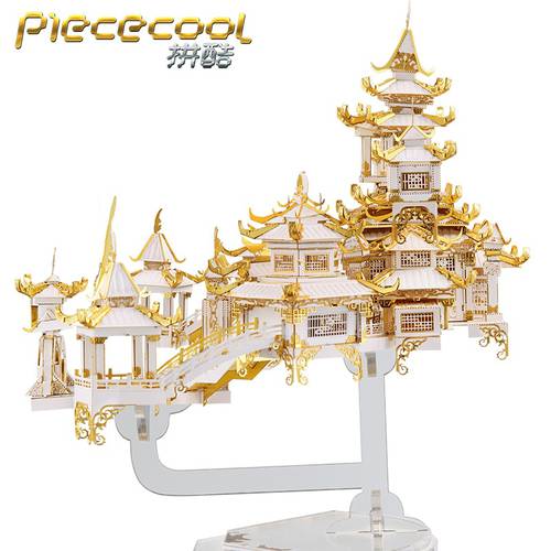 Piececool 3D Metal Puzzle THE MOON PALACE Model kits DIY 3D Laser Cut Assemble Jigsaw Toys Desktop decoration GIFT For Children