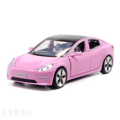 1:32 New Tesla MODEL3 MODEL S MODEL X Alloy Car Model Sound Light Pull Back Toy Car For Boys Gift Decoration