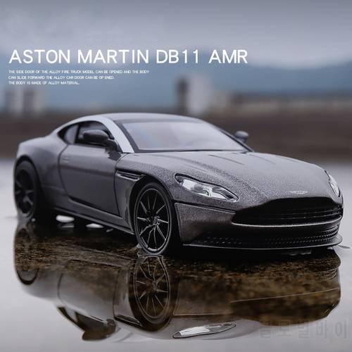 1:32 Aston Martin DB11 AMR Metal Toy Cars Diecast Scale Model Kids Present With Pull Back Function Music Light Openable Door