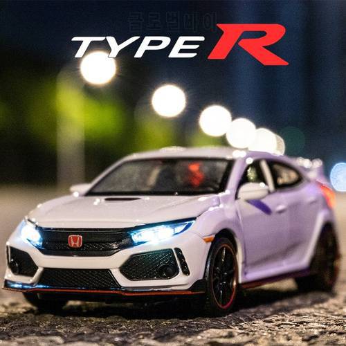 1:32 HONDA CIVIC TYPE-R Diecasts & Toy Vehicles Metal Car Model Sound Light Collection Car Toys For Children Christmas Gift