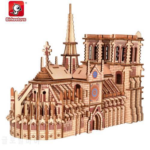 Architecture Notre-Dame De Paris Building Bricks DIY 3D Wooden Puzzle Jiasaw Teens Adult Toys Construction Model Eiffel-Tower
