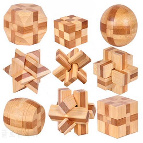 IQ Brain Teaser Kong Ming Lock Lu Ban Lock 3D Wooden Interlocking Burr Puzzles Game Toy For Adults Kids