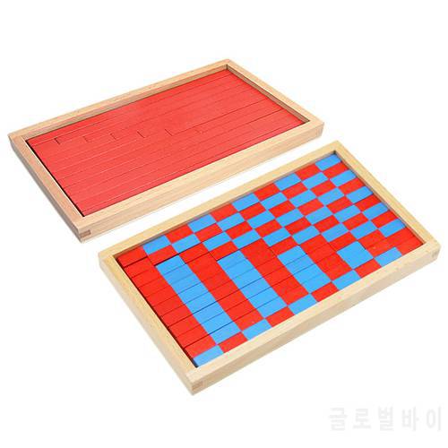 Small Size Montessori Math Toy Blue & Red Rods Sticks Box Red Rods Digital 1-10 With Wood Box Toys for Children Early Learning