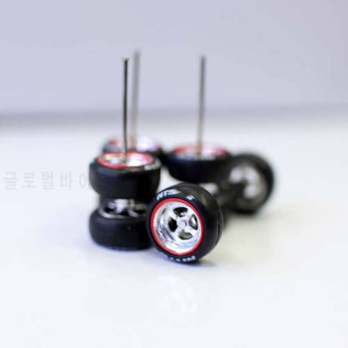 4 Pcs/set 1:64 Tyre with axis Model Tire Diecasts Alloy Rubber Wheel Gears Toy Vehicles General Model For Car Change Accessories