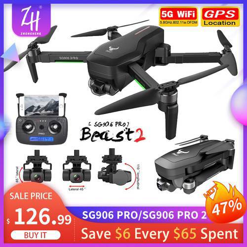 Drone SG906 MAX1/PRO2 4K Profesional GPS 5G WIFI 3-Axis Gimbal FPV 3KM Brushless Quadcopter Supports TF Card 50X Dron VS F11s