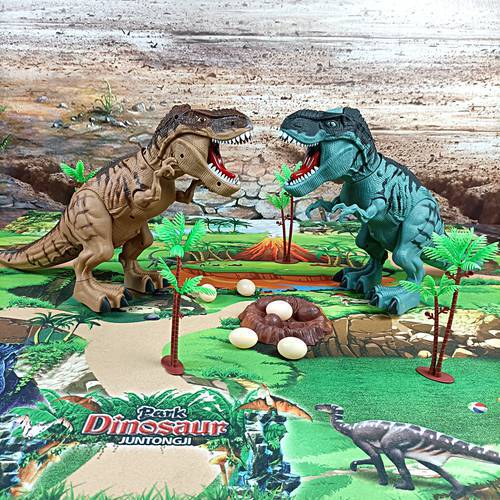 Electric Dinosaur Toy Play Mat for Kids Walking Tyrannosaurus Spray Laying Eggs Light Sound Projection Toy For Kids Gifts