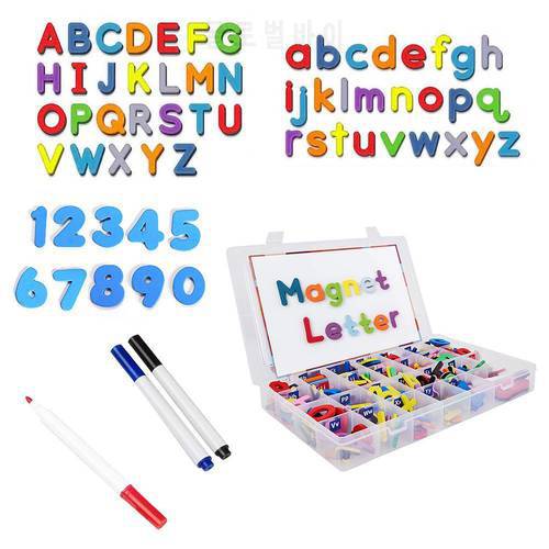 Magnetic Alphabet Uppercase Lowercase Foam Alphanumeric Education Stickers Puzzle Toys Word Early Spelling Learning O3X7